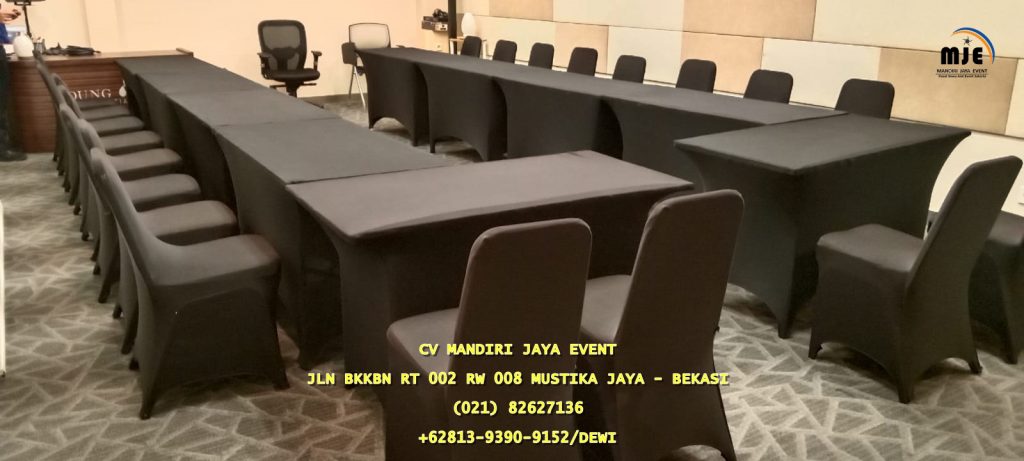 Sewa meja ibm 45x180 cm skirting hitam wilayah Jakarta pusat