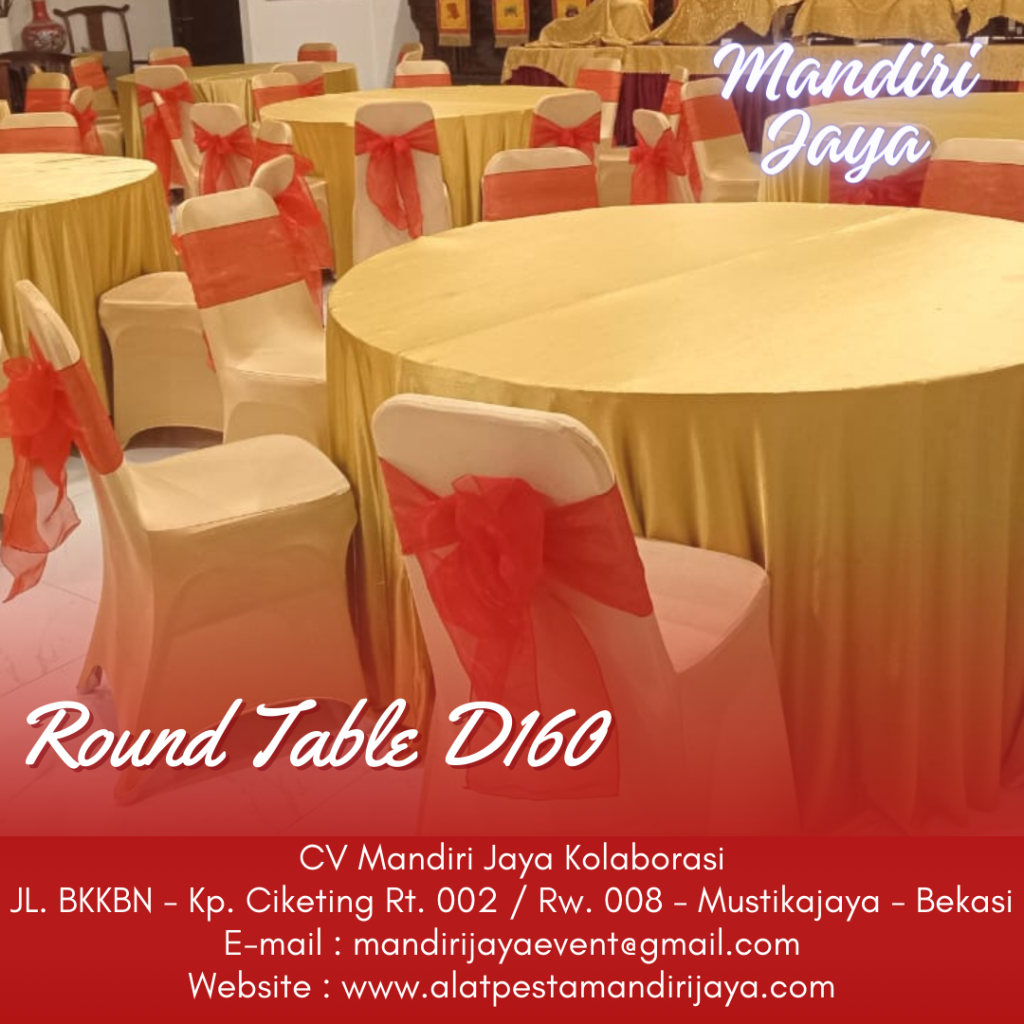 Rental Round Table D160cm Cover Gold Best Quality Jakarta Selatan