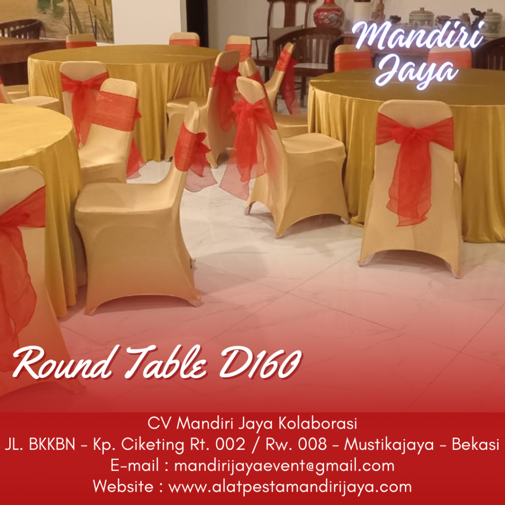 Rental Round Table D160cm Cover Gold Best Quality Jakarta Selatan