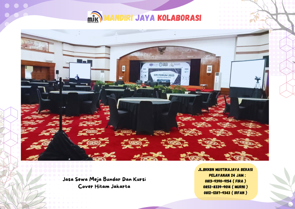 Jasa Sewa Meja Bundar Dan Kursi Cover Hitam Jakarta