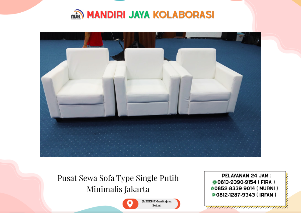 Pusat Sewa Sofa Type Single Putih Minimalis Jakarta
