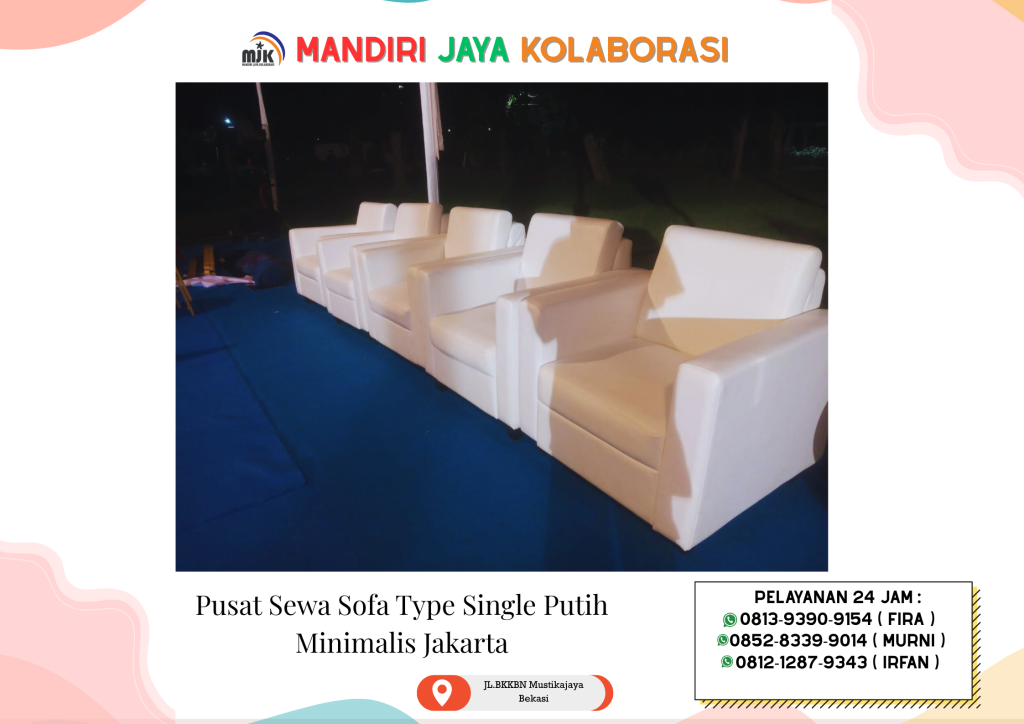 Pusat Sewa Sofa Type Single Putih Minimalis Jakarta