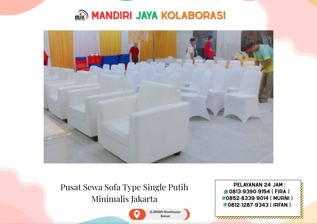 Pusat Sewa Sofa Type Single Putih Minimalis Jakarta