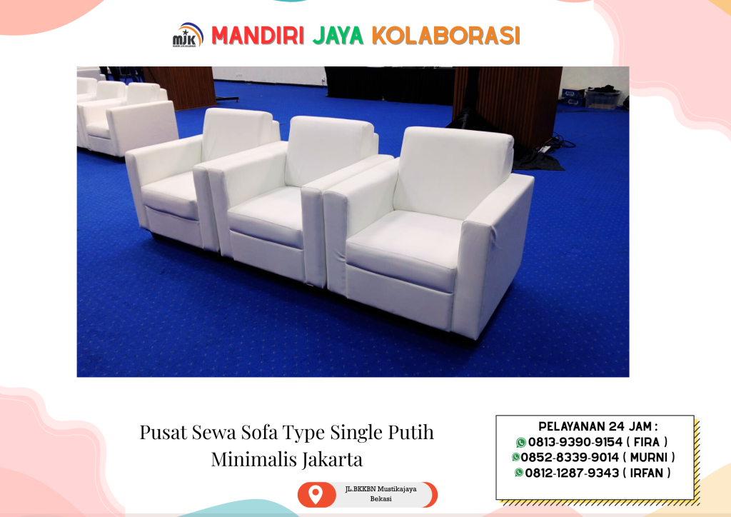 Pusat Sewa Sofa Type Single Putih Minimalis Jakarta