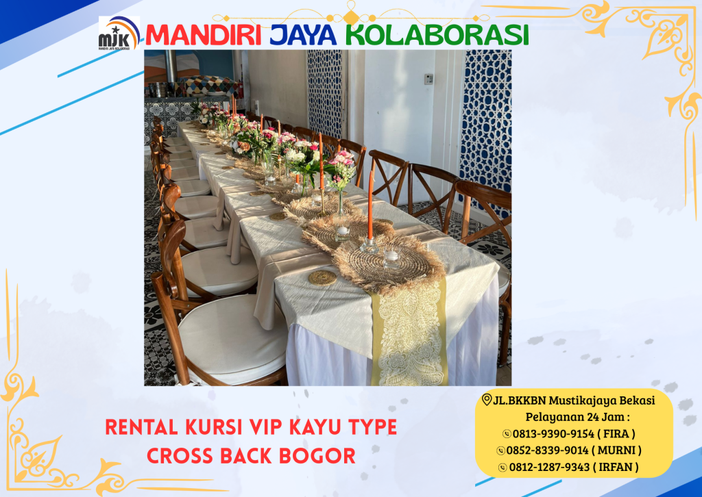 Rental Kursi VIP Kayu Type Cross Back Bogor