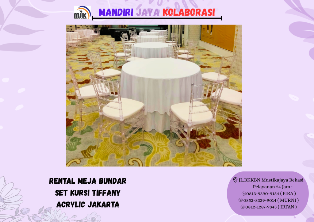 Rental Meja Bundar Set Kursi Tiffany Acrylic Jakarta