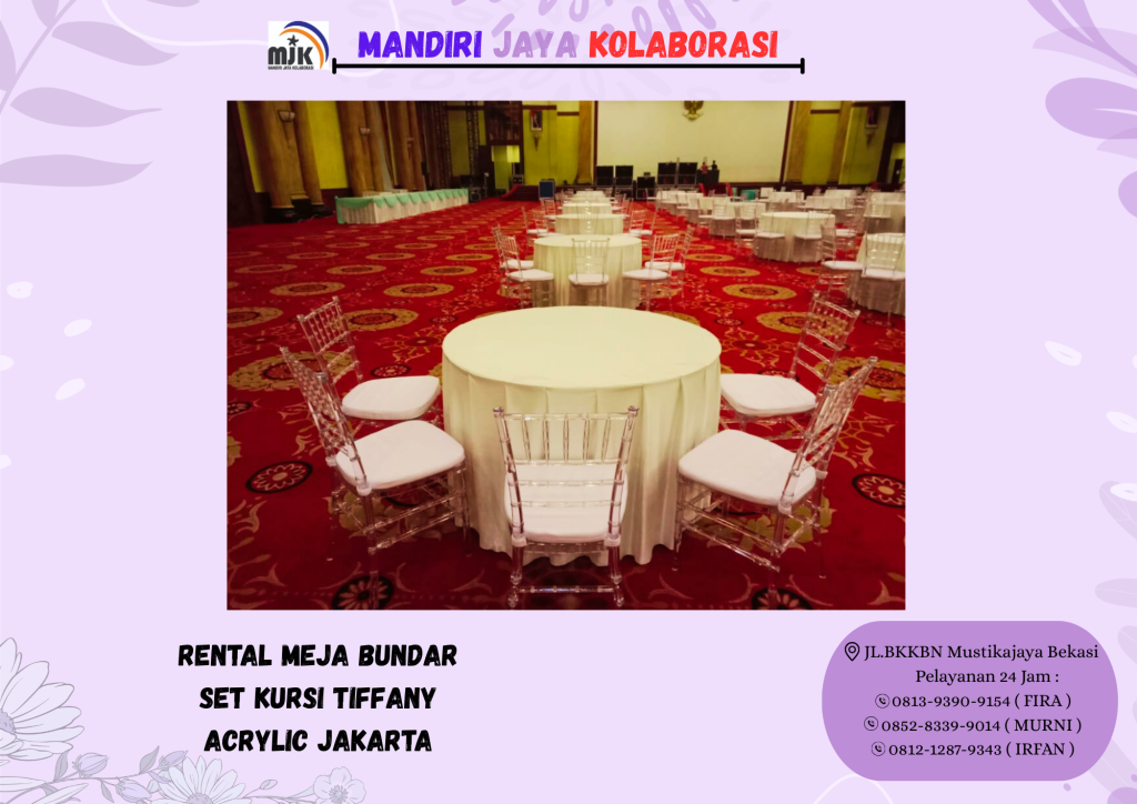 Rental Meja Bundar Set Kursi Tiffany Acrylic Jakarta