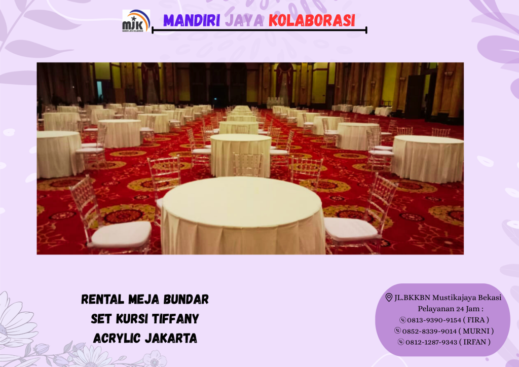 Rental Meja Bundar Set Kursi Tiffany Acrylic Jakarta