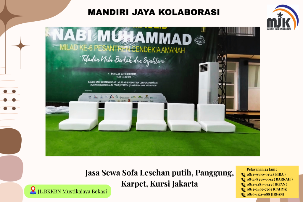 Jasa Sewa Sofa Lesehan putih Panggung Karpet Kursi Jakarta