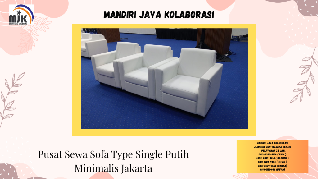 Pusat Sewa Sofa Type Single Putih Minimalis Jakarta