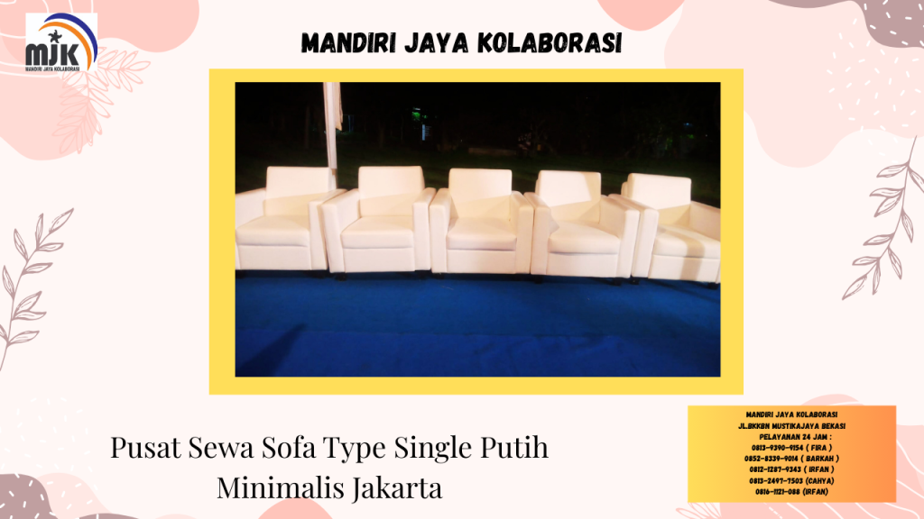 Pusat Sewa Sofa Type Single Putih Minimalis Jakarta