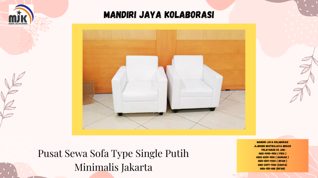 Pusat Sewa Sofa Type Single Putih Minimalis Jakarta