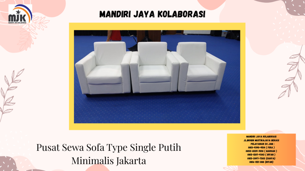 Pusat Sewa Sofa Type Single Putih Minimalis Jakarta