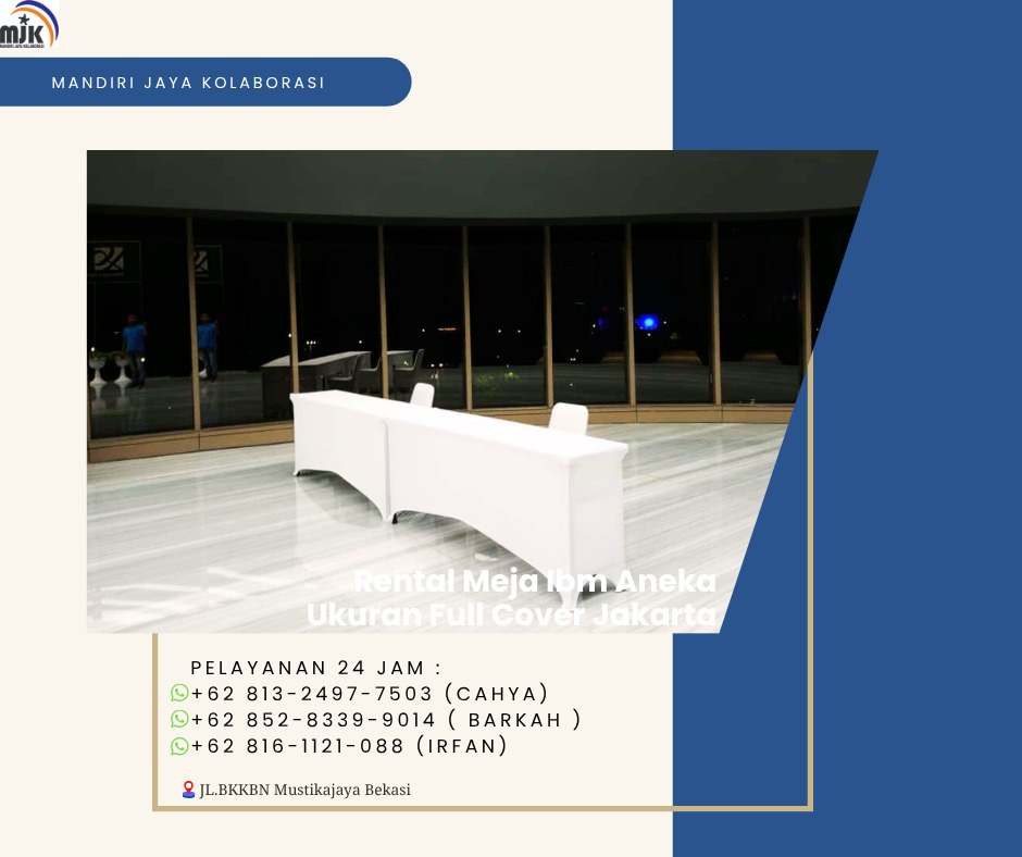Rental Meja Ibm Aneka Ukuran Full Cover Jakarta