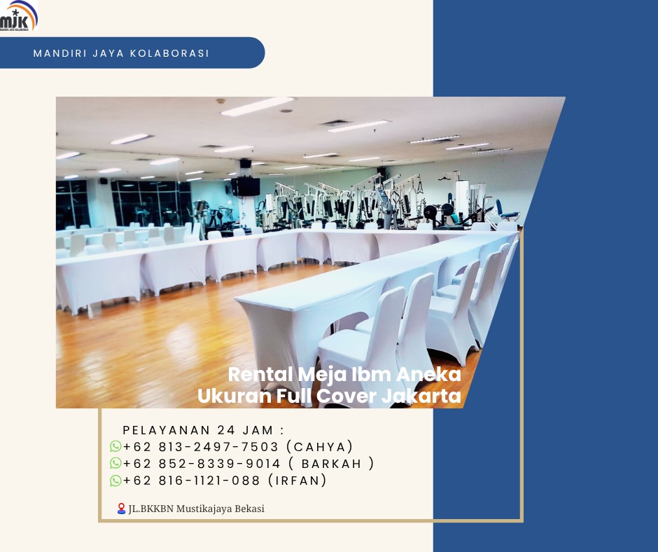 Rental Meja Ibm Aneka Ukuran Full Cover Jakarta