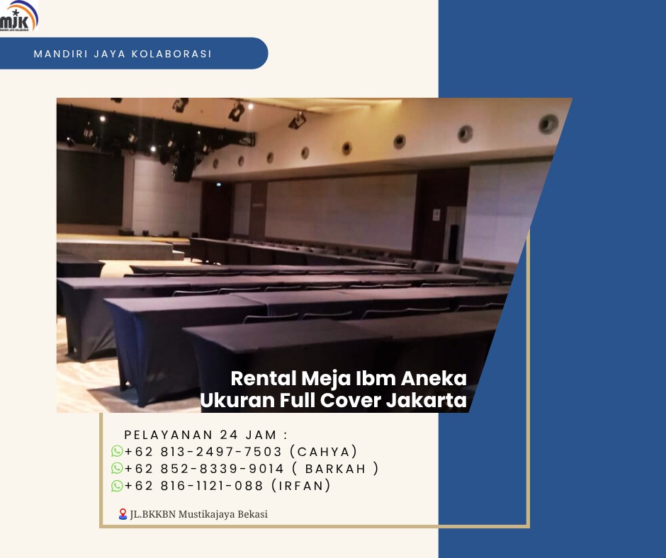 Rental Meja Ibm Aneka Ukuran Full Cover Jakarta