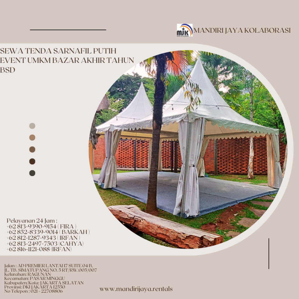 Sewa Tenda Sarnafil Putih Event UMKM Bazar Akhir Tahun BSD
