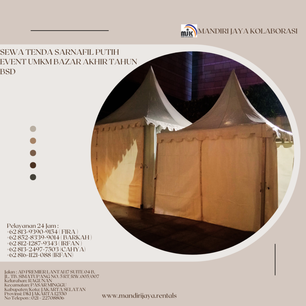 Sewa Tenda Sarnafil Putih Event UMKM Bazar Akhir Tahun BSD