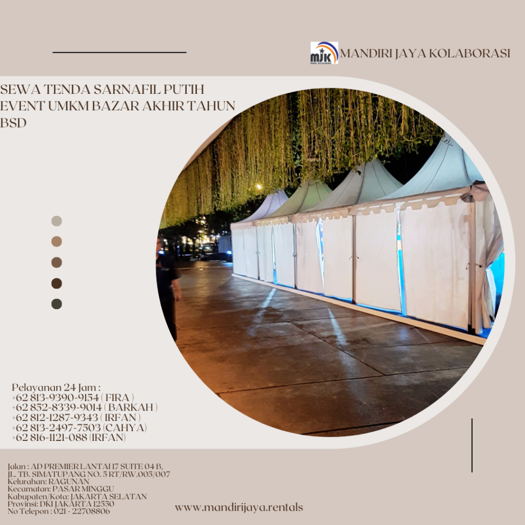 Sewa Tenda Sarnafil Putih Event UMKM Bazar Akhir Tahun BSD