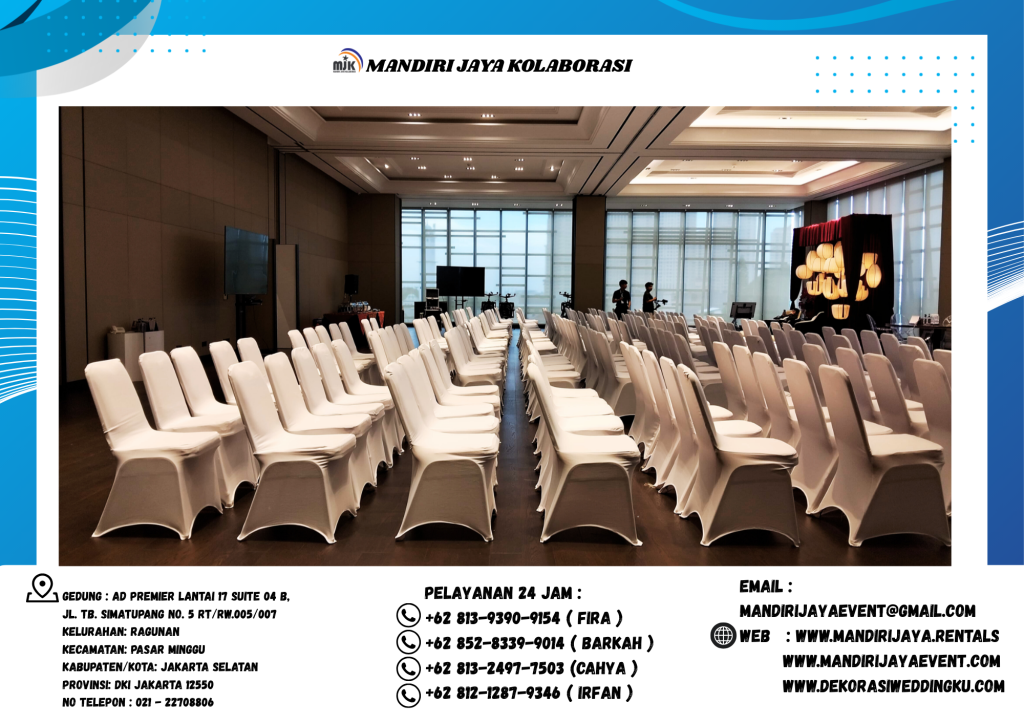 Sewa Kursi Susun Cover Tebar Hitam Dan Putih Ketat Stok Banyak Area Jakarta