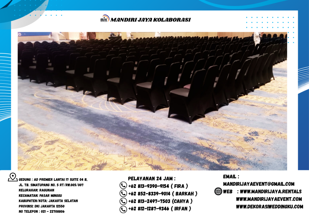 Sewa Kursi Susun Cover Tebar Hitam Dan Putih Ketat Stok Banyak Area Jakarta