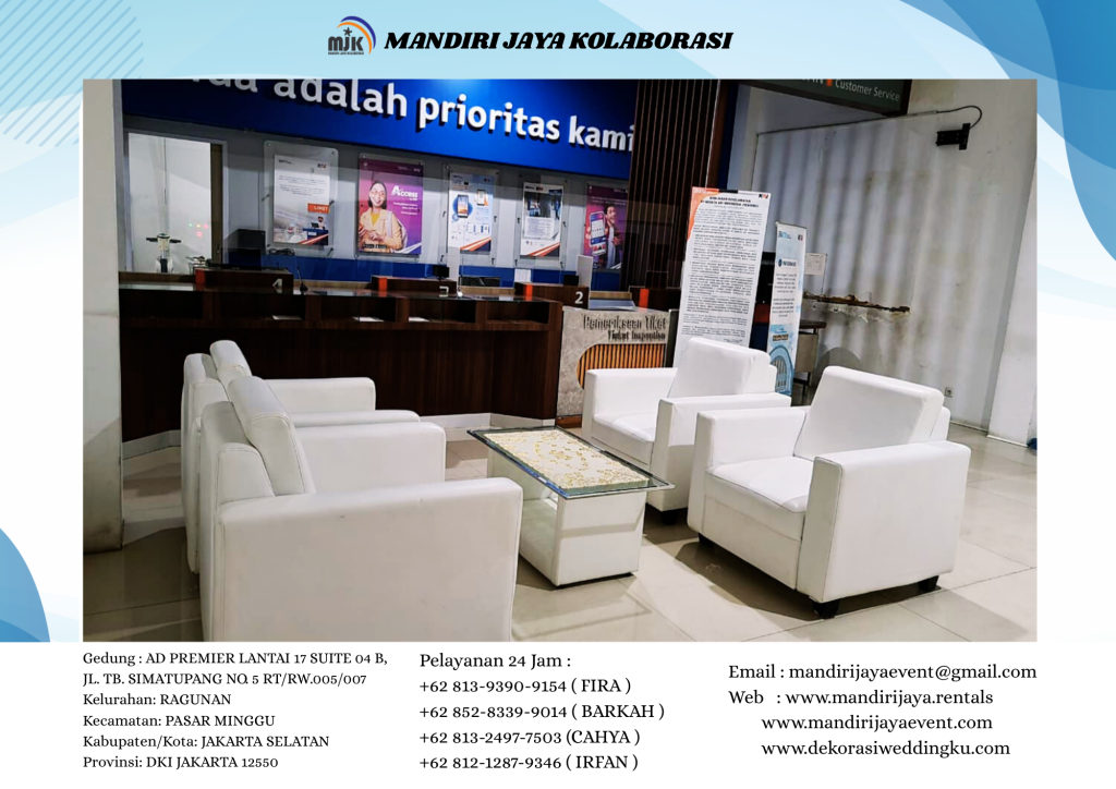 Sewa Sofa Kotak Putih type Minimalis Area Jakarta