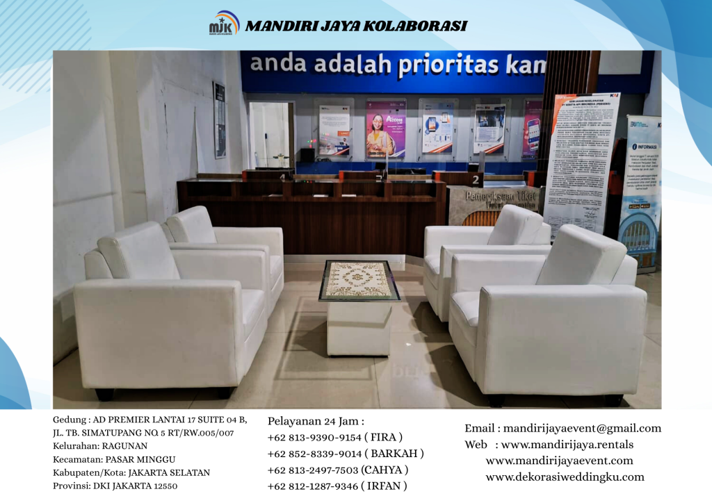 Sewa Sofa Kotak Putih type Minimalis Area Jakarta