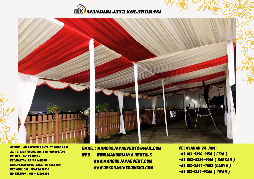 Sewa Tenda Serut Dekorasi Merah Putih Event Bintaro Jakarta