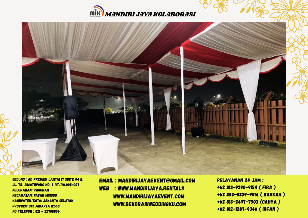 Sewa Tenda Serut Dekorasi Merah Putih Event Bintaro Jakarta