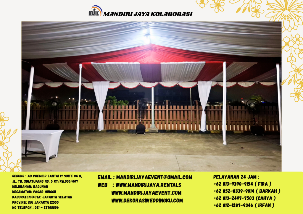 Sewa Tenda Serut Dekorasi Merah Putih Event Bintaro Jakarta