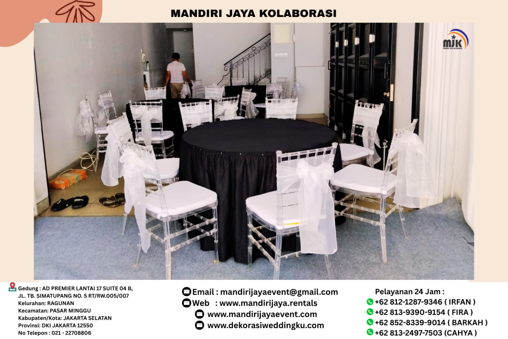 Jasa Sewa Kursi Tiffany Akrilik Pita Putih Vip Daerah Jakarta