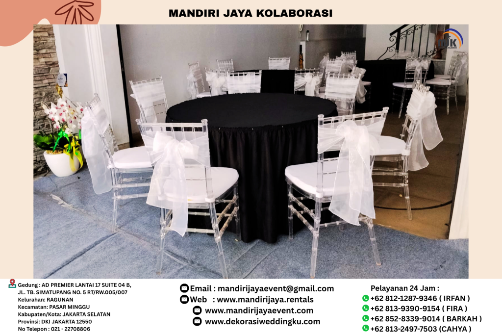 Jasa Sewa Kursi Tiffany Akrilik Pita Putih Vip Daerah Jakarta