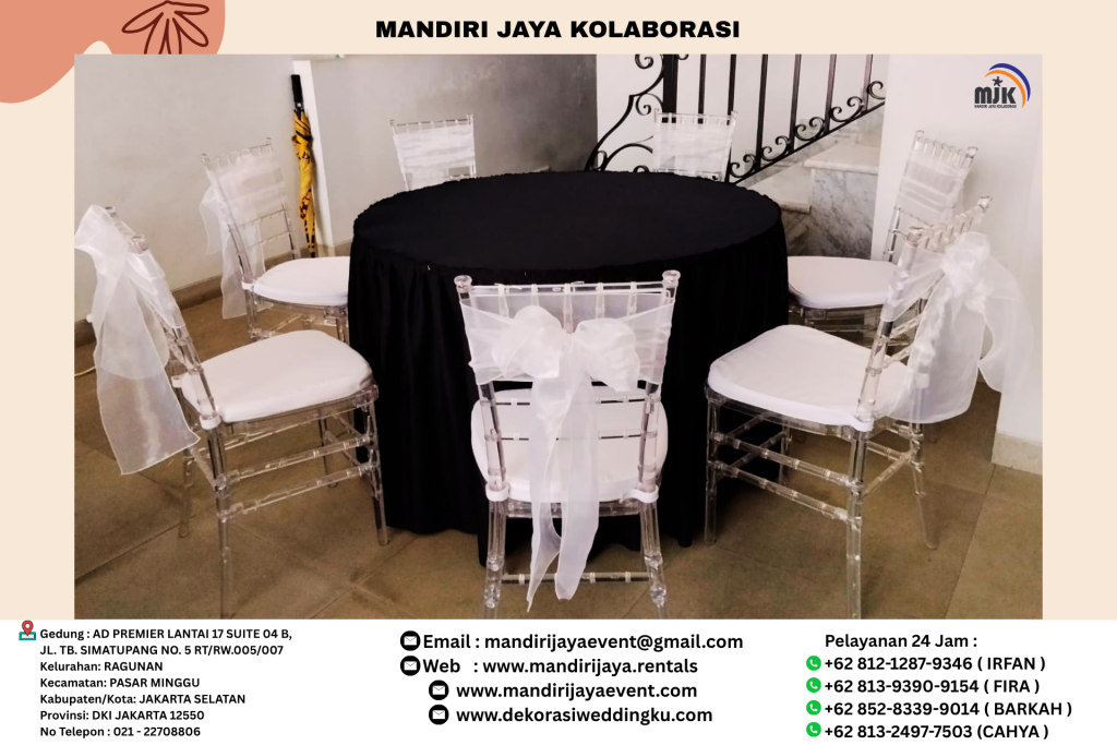 Jasa Sewa Kursi Tiffany Akrilik Pita Putih Vip Daerah Jakarta