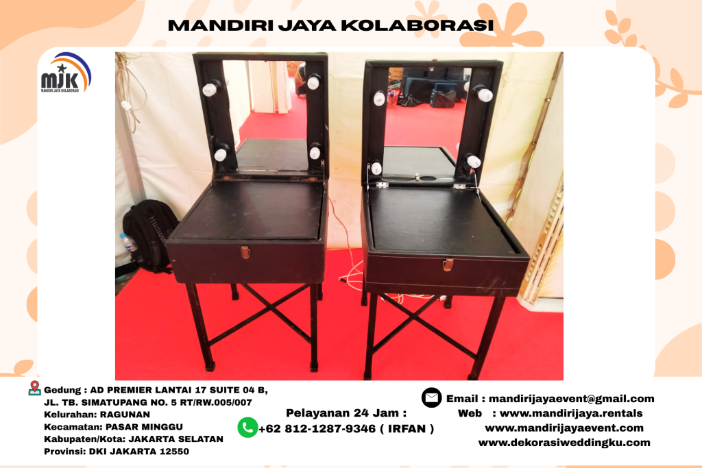 Rental Kaca Meja Rias Hitam Area Jakarta