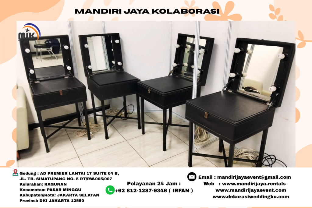 Rental Kaca Meja Rias Hitam Area Jakarta