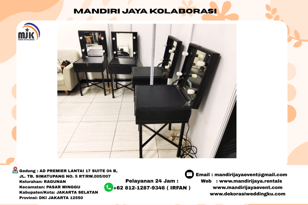 Rental Kaca Meja Rias Hitam Area Jakarta