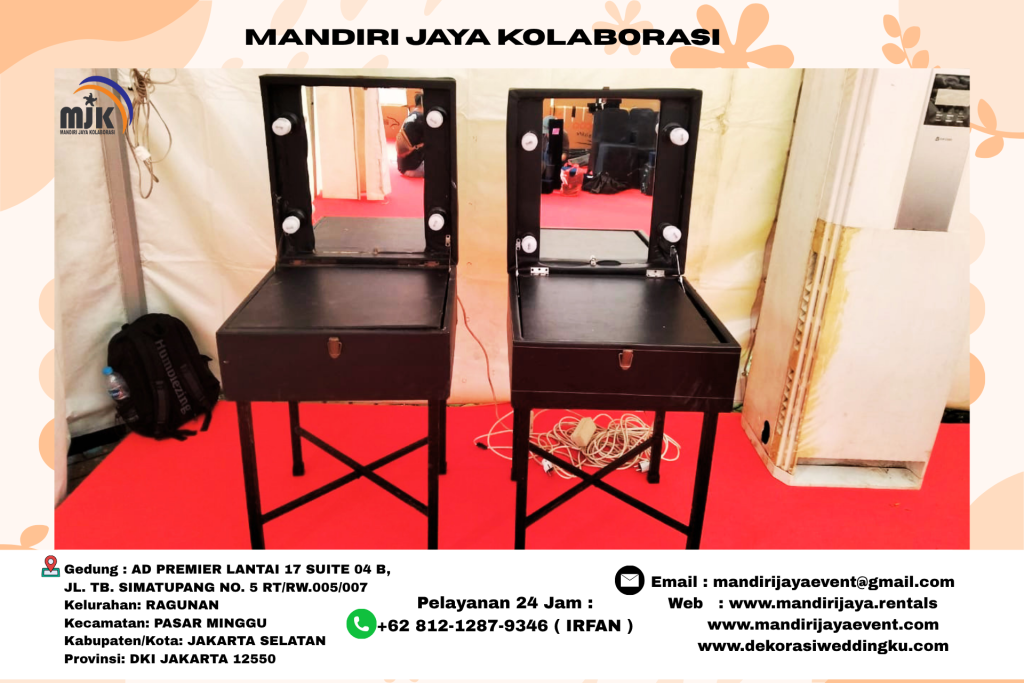 Rental Kaca Meja Rias Hitam Area Jakarta