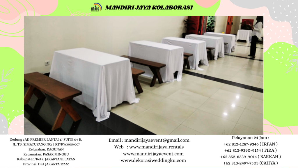 SEWA BANGKU MEJA TAMAN TEBAR PUTIH VENUE OJK SUMITRO JAKARTA