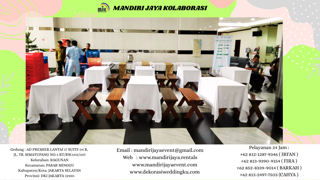 SEWA BANGKU MEJA TAMAN TEBAR PUTIH VENUE OJK SUMITRO JAKARTA