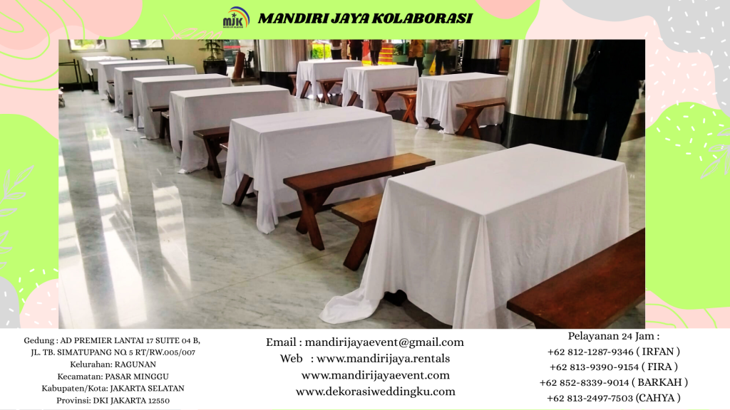 SEWA BANGKU MEJA TAMAN TEBAR PUTIH VENUE OJK SUMITRO JAKARTA