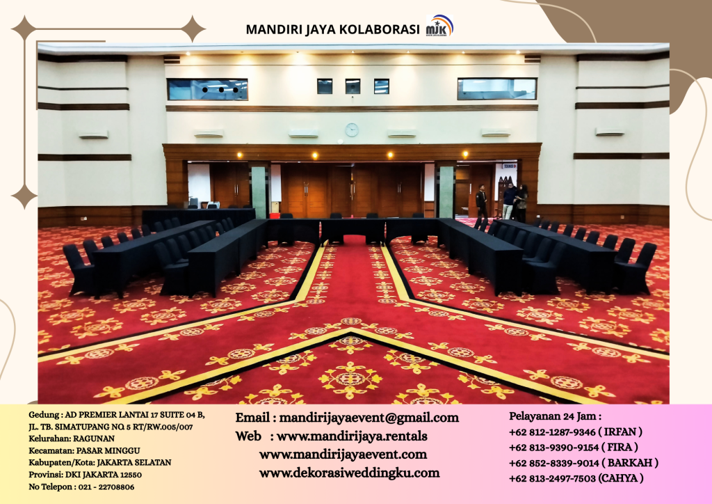 Sewa Meja Kursi IBM Cover Hitam Ketat Daerah Jakarta