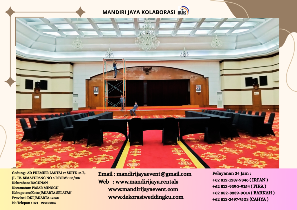 Sewa Meja Kursi IBM Cover Hitam Ketat Daerah Jakarta