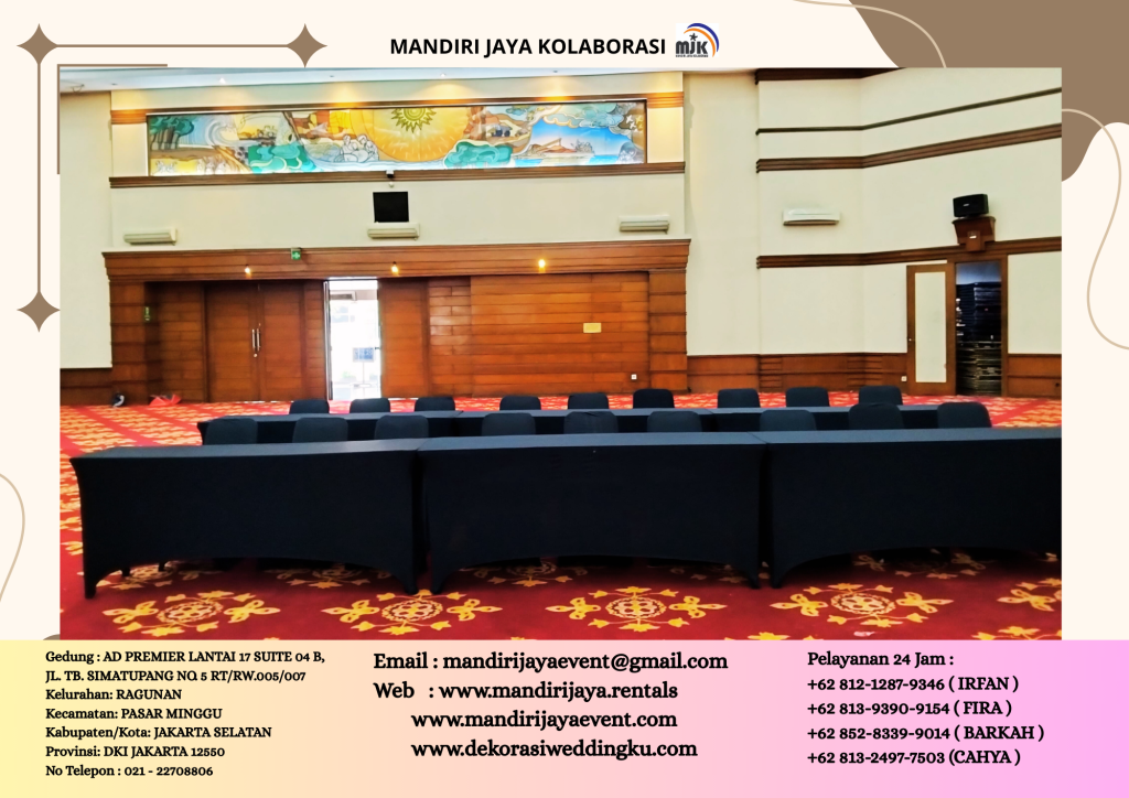 Sewa Meja Kursi IBM Cover Hitam Ketat Daerah Jakarta