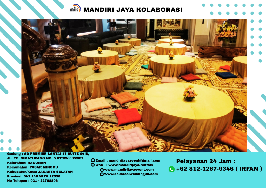 Sewa Permadani Coklat, Meja Bundar & Bantal Lesehan Di Jakarta Timur