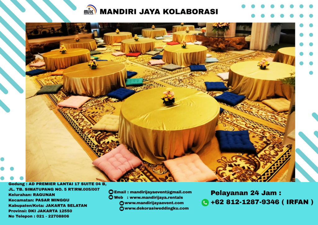 Sewa Permadani Coklat, Meja Bundar & Bantal Lesehan Di Jakarta Timur