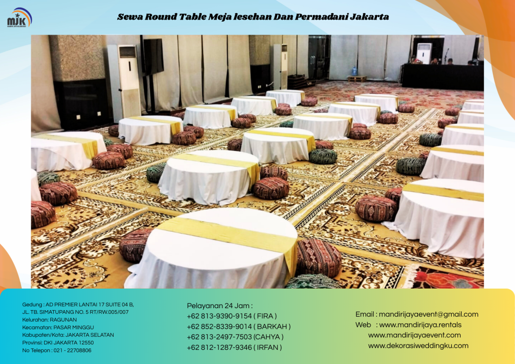 Sewa Round Table Meja lesehan Dan Permadani