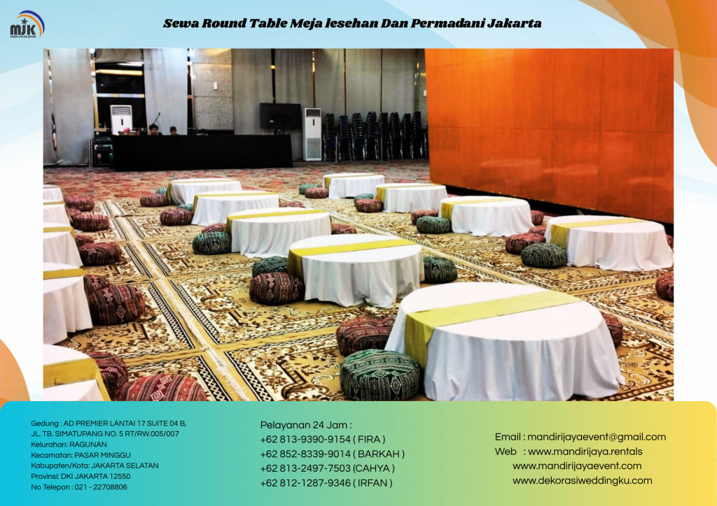 Sewa Round Table Meja lesehan Dan Permadani