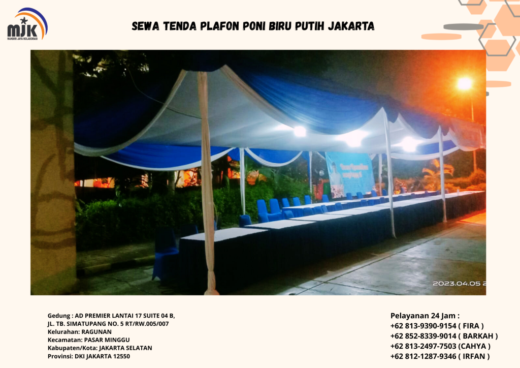 Sewa Tenda Plafon Poni Biru Putih Jakarta