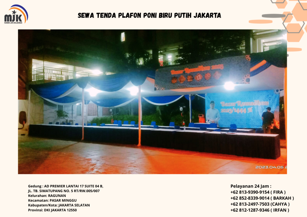 Sewa Tenda Plafon Poni Biru Putih Jakarta