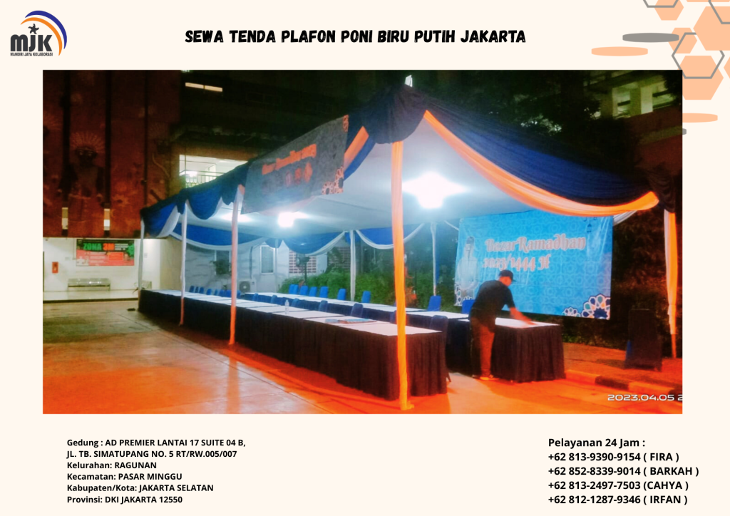 Sewa Tenda Plafon Poni Biru Putih Jakarta